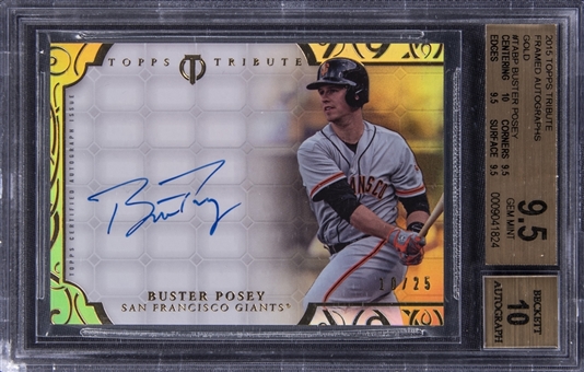 2015 Topps Baseball Tribute Gold Framed Autographs #TABP Buster Posey (#10/25) - BGS GEM MINT 9.5 - True Gem+ Example